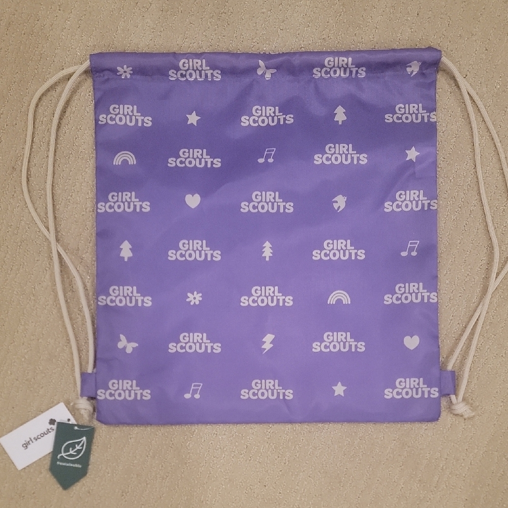 Purple Girl Scouts Drawstring Bag